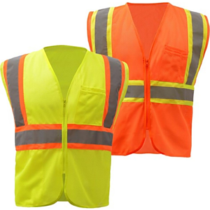3.8 Oz. Polyester Class 2 Two Tone Reflective Tape Safety Vest With Pocket
