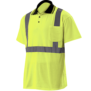 Class 2 Cotton Knitted Reflective Tape Polo Shirt with Pocket