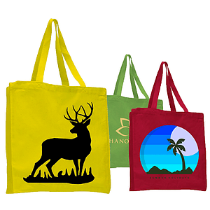 12 oz. CLASSIC BOOK BAGS W/ GUSSET COTTON CANVAS TOTES USA Decorated (14" X 15" X 4")