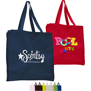 12 oz. CLASSIC BOOK BAGS W/ GUSSET COTTON CANVAS TOTES USA Decorated (14" X 15" X 4")