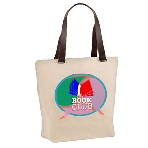 STYLISH 12 OZ. COTTON CANVAS TOTE W/ FAUX LEATHER HANDLE