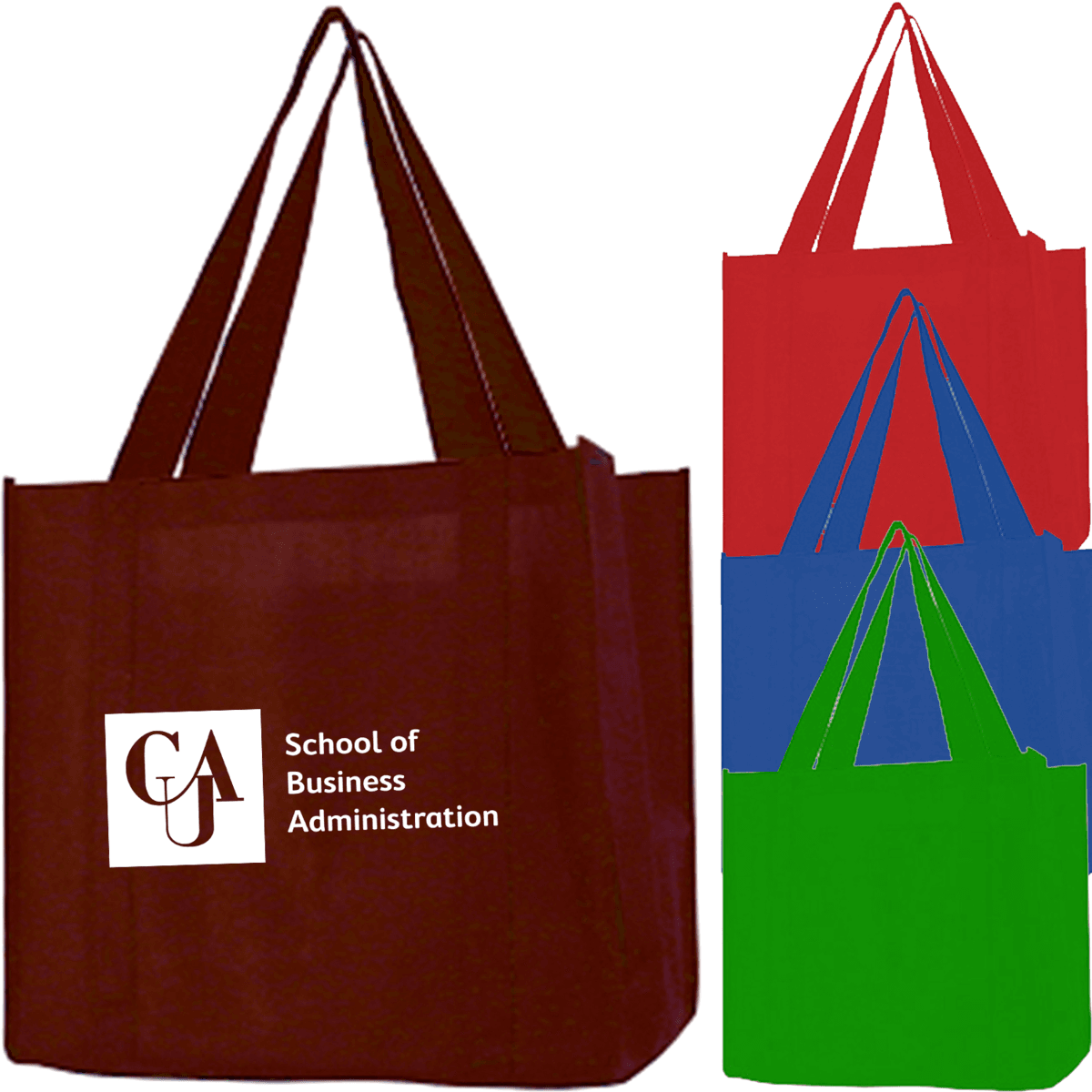 Non-Woven Reinforce Handle Grocery Tote Bag W/ Gusset USA Decorated (12.5" x 13.5" x 8.5")
