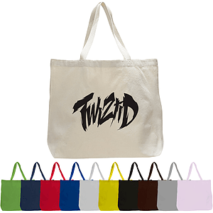 EXTRA LARGE TOTE BAG GROCERY COTTON CANVAS TOTE 12 OZ W/ GUSSET. USA Decorated ( 20" X 15" X 5")