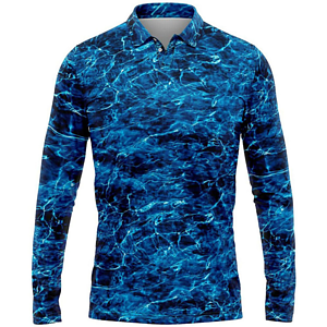 Mossy Oak® Men's 4.4 oz. Polyester Interlock Long Sleeve Polo Shirt, UPF 50+