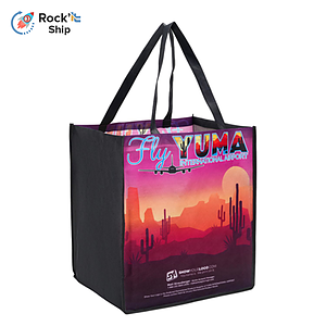 Rock'it 3-Day Sublimated PET Non-Woven Grocery Tote Bag w/ Gusset - 2 Sided (13" x 15" x 10")