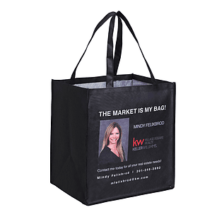 Rock'it 3-Day Sublimated PET Non-Woven Grocery Tote Bag w/ Gusset - 2 Sided (13" x 15" x 10")