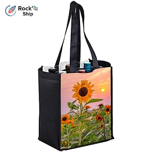 Rock'it 3-Day Full Color Sublimated PET Non-Woven 6 Bottle Tote Bag w/ Gusset - 2 Sided (10" x 12" x 7")