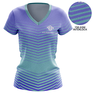 Women 150 GSM Poly Interlock Performance Short Sleeve Sublimation V-Neck T-shirt
