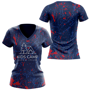 Women 150 GSM Short Hole Mesh Performance Sublimation V-Neck Short Sleeve T-shirt
