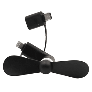 USB Mini fan with 3 in one connector with USB Type C