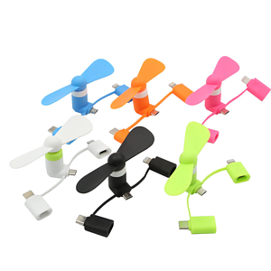 USB Mini fan with 3 in one connector with USB Type C