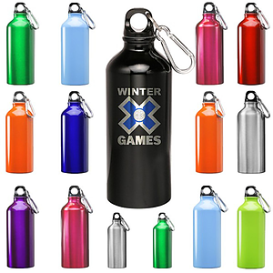 Sporty Aluminum Water Bottle w Carabiner 20 oz Bottles