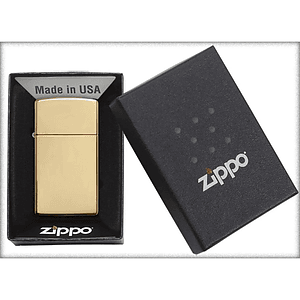 Zippo® USA-Made Slim High Polish Brass Windproof Lighter