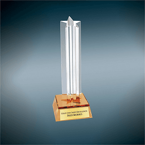 7.5" Golden Glow Column Acrylic Star Award