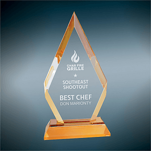 8" Golden Radiance Diamond Award with Frosted Base