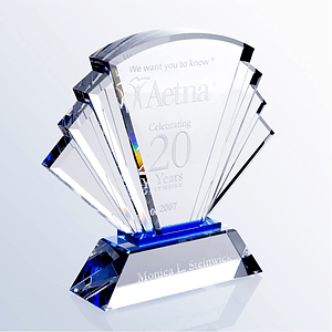 Prosperity Blue Crystal Prism Award with Dual Etch Areas