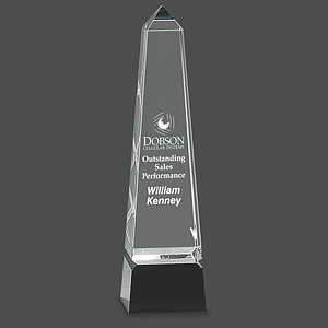 Obelisk Crystal on Black Pedestal Base Award