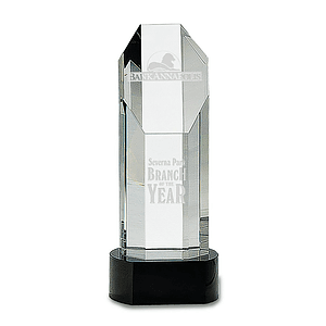 Octagon Slant-Top Crystal on Black Pedestal Base Award