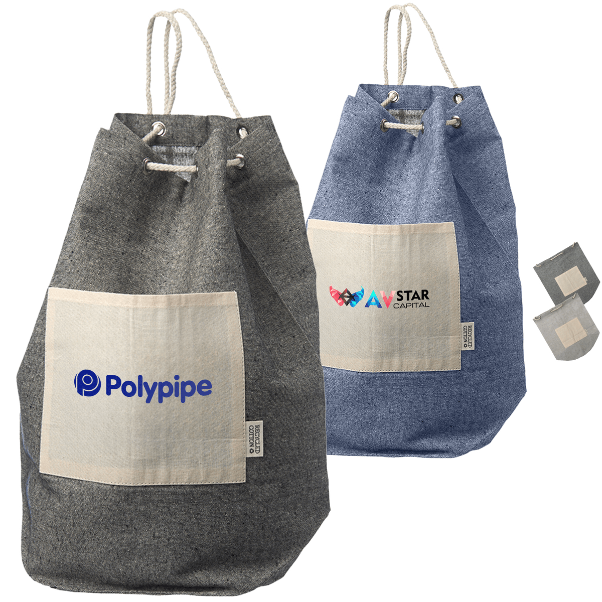 Recycled Cotton Rope Drawstring Backpacks