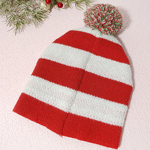 Striped Pom Pom Knitted Beanie