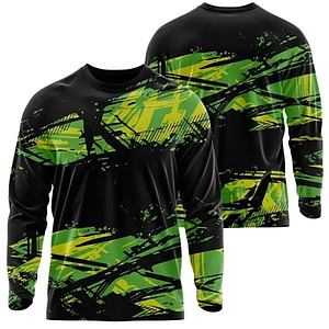 100% Cotton Full Color Fluorescent Digital Print Men's Long Sleeve T-Shirt - 5.3 oz