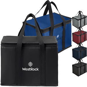 600D Insulated Zipper closure Lunch Bag with Double Handles