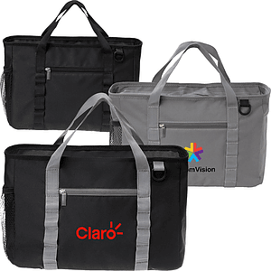 Solid Color Insulated Lunch Bag with Zipper Pockets