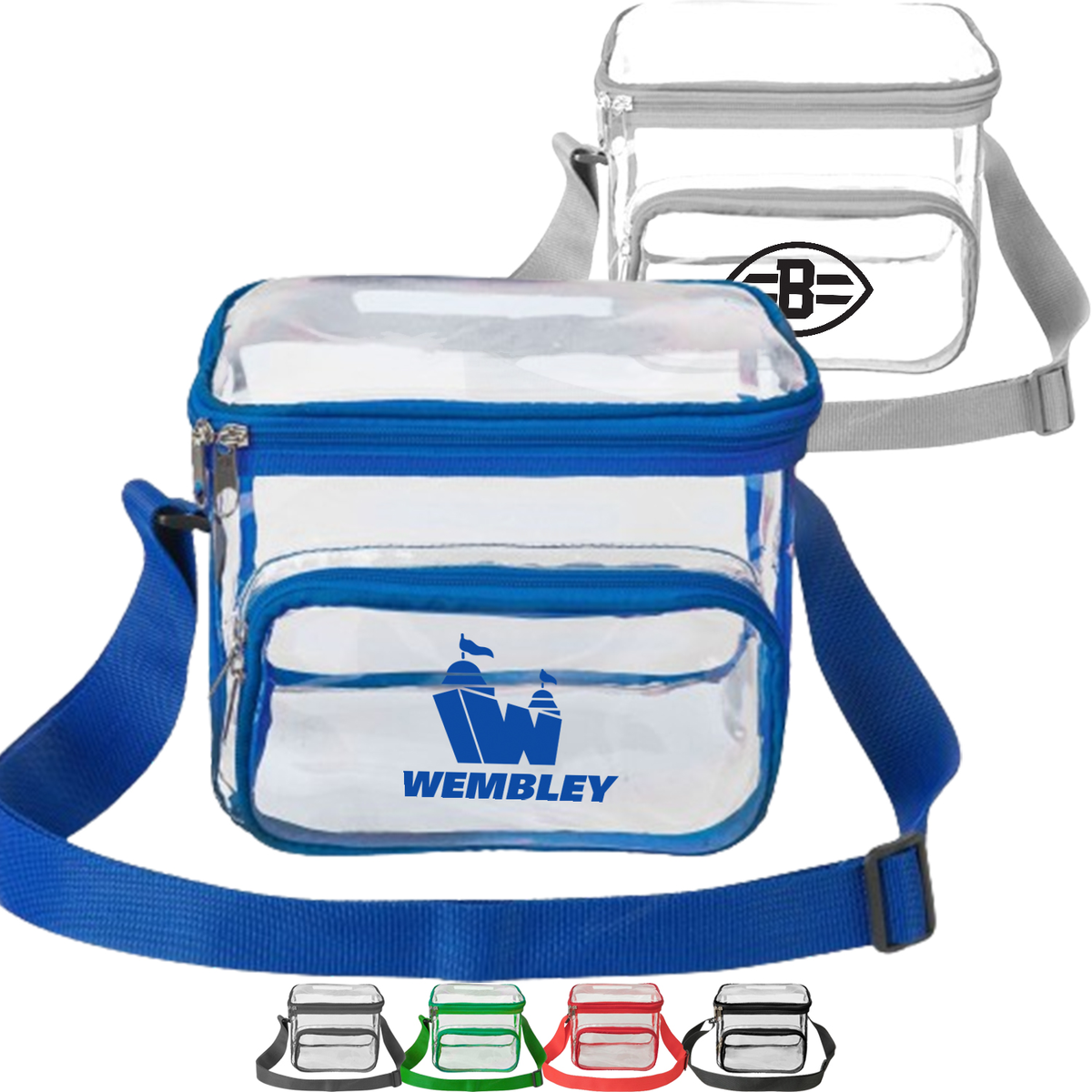 Large Stadium Approved Clear PVC Lunch Bag w/ Front Zipper Pocket