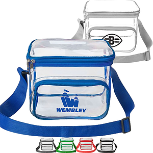 Large Stadium Approved Clear PVC Lunch Bag w/ Front Zipper Pocket