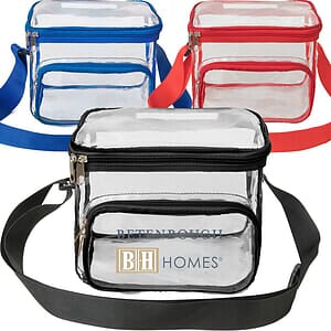 Large Stadium Approved Clear PVC Lunch Bag w/ Front Zipper Pocket