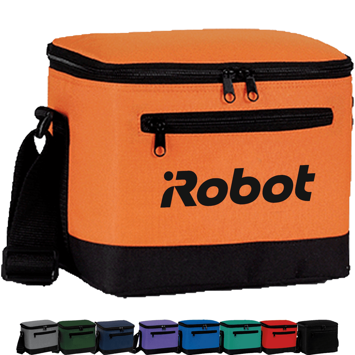 Premium Two Tone Insulated 6 Pack Cooler Bag w/ Front Pocket & Back Mesh Pocket (9” x 6.5” x 6”)