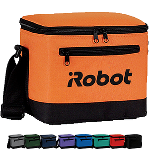 Premium Two Tone Insulated 6 Pack Cooler Bag w/ Front Pocket & Back Mesh Pocket (9” x 6.5” x 6”)
