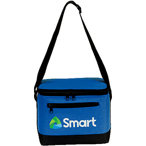 Premium Two Tone Insulated 6 Pack Cooler Bag w/ Front Pocket & Back Mesh Pocket (9” x 6.5” x 6”)