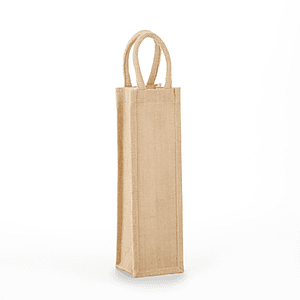 Eco-Friendly Jute Bag with Clear Front for Single Bottle
