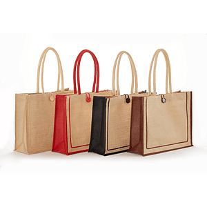 Jute Tote with Cotton Handles & Secure Closure