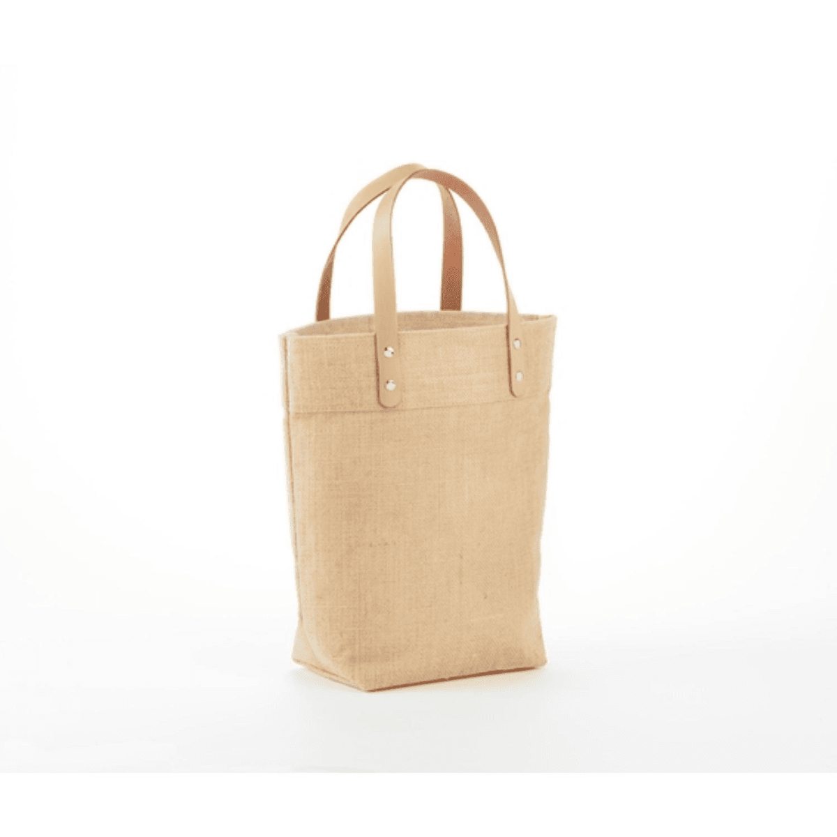 Eco-Friendly Mini Jute Tote with Leather Handles