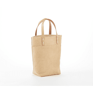 Eco-Friendly Mini Jute Tote with Leather Handles