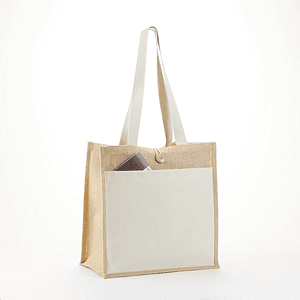 Jute Tote with Cotton Pocket & Secure Closure