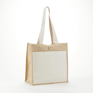 Jute Tote with Cotton Pocket & Secure Closure