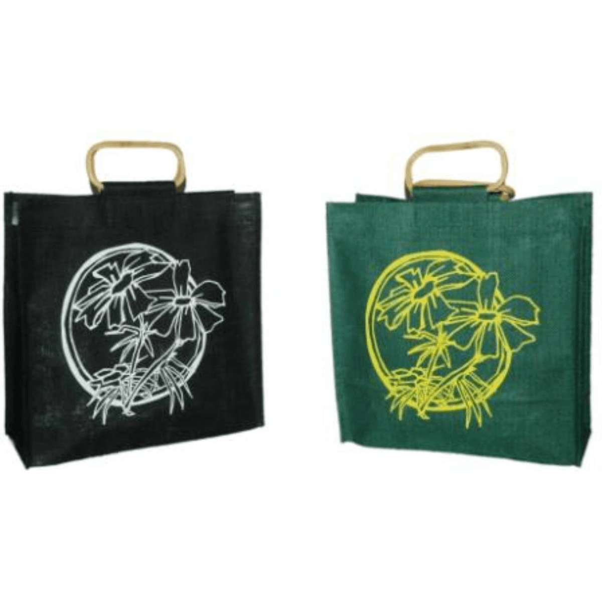All Natural Jute Bag With Cane Handles