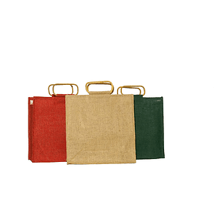 All Natural Jute Bag With Cane Handles