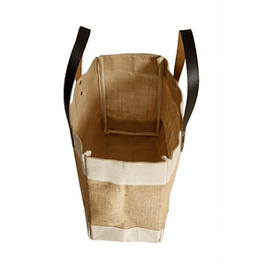 Stylish Laminated Jute & Cotton Tote with Leather Handles