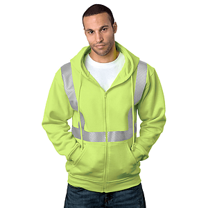 Class 2 USA-Made Pre-Shrunk Segmented Safety Full Zip Hoodie