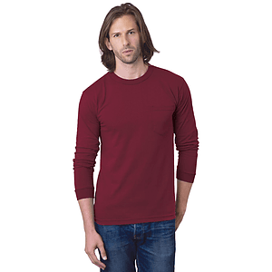 100% Cotton USA-Made Heavyweight Long Sleeve Pocket Crew Tee