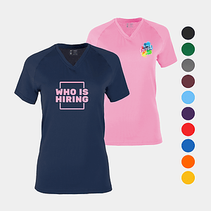 Varsity Women’s V-Neck Tee with Raglan Sleeves
