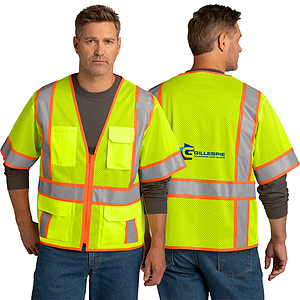 CornerStone® ANSI 107 Class 3 Surveyor Mesh Zippered Two-Tone Short Sleeve Vest