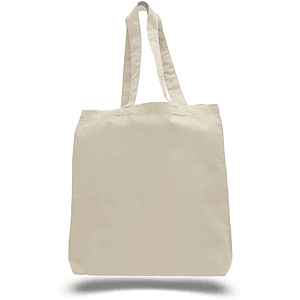 100% Cotton Canvas Tote Bag w/ Bottom Gusset USA Decorated (15" x 16")