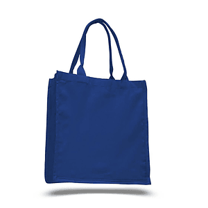 100% Cotton Canvas Fancy Web Handle Tote Bag w/ Bottom Gusset USA Decorated (15" x 16")