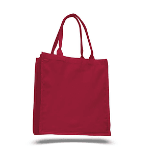 100% Cotton Canvas Fancy Web Handle Tote Bag w/ Bottom Gusset USA Decorated (15" x 16")
