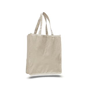 12 oz. Cotton Canvas Jumbo Shopper Tote Bag with Gusset USA Decorated (14" x 17")